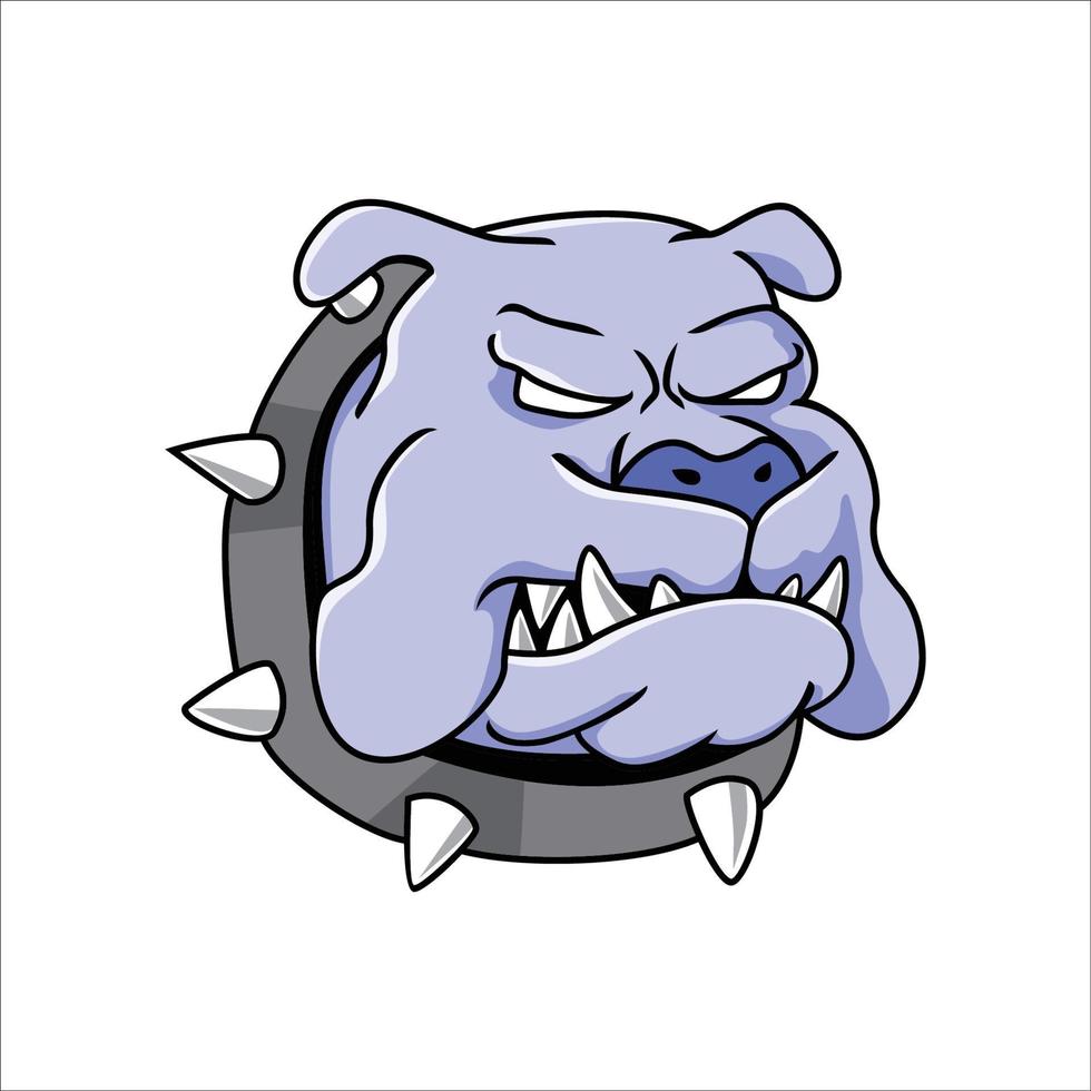 diseño del logotipo de la cabeza de bulldog. Ilustración de vector de mascota animal enojado.