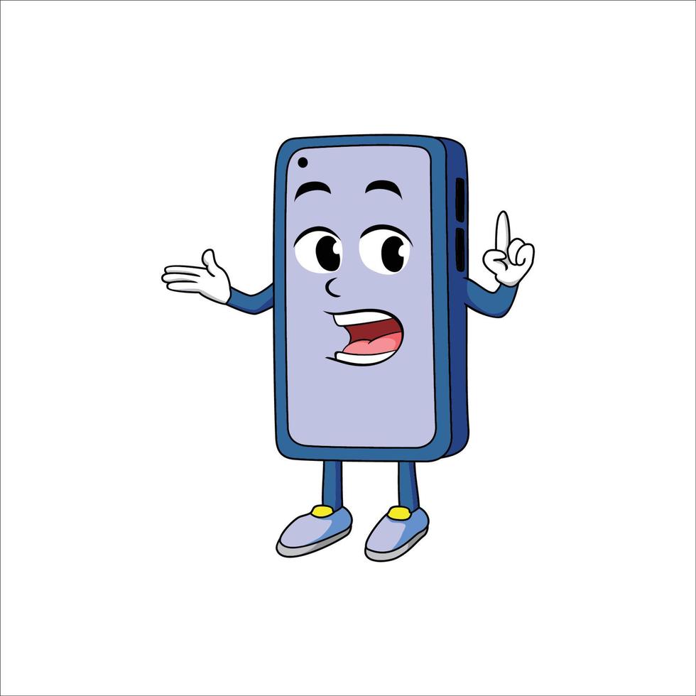 handphone character design illustration. telephone mascot with expression. mobile phone symbol for technology business. vector