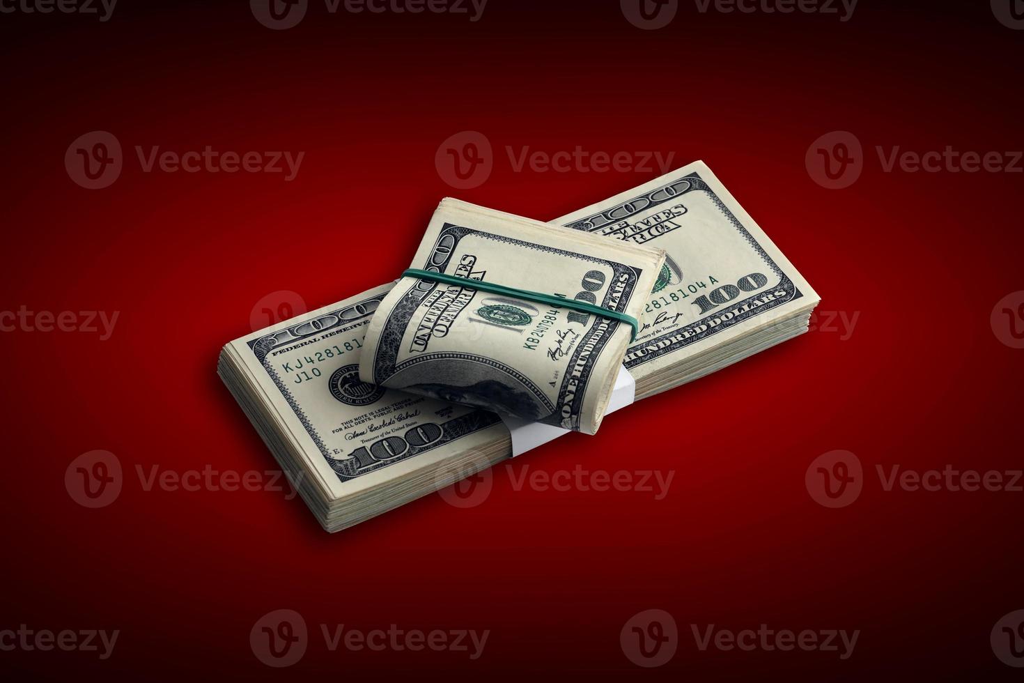 Bundle of US dollar bills isolated on white. Pack of american money with high resolution on perfect white background photo