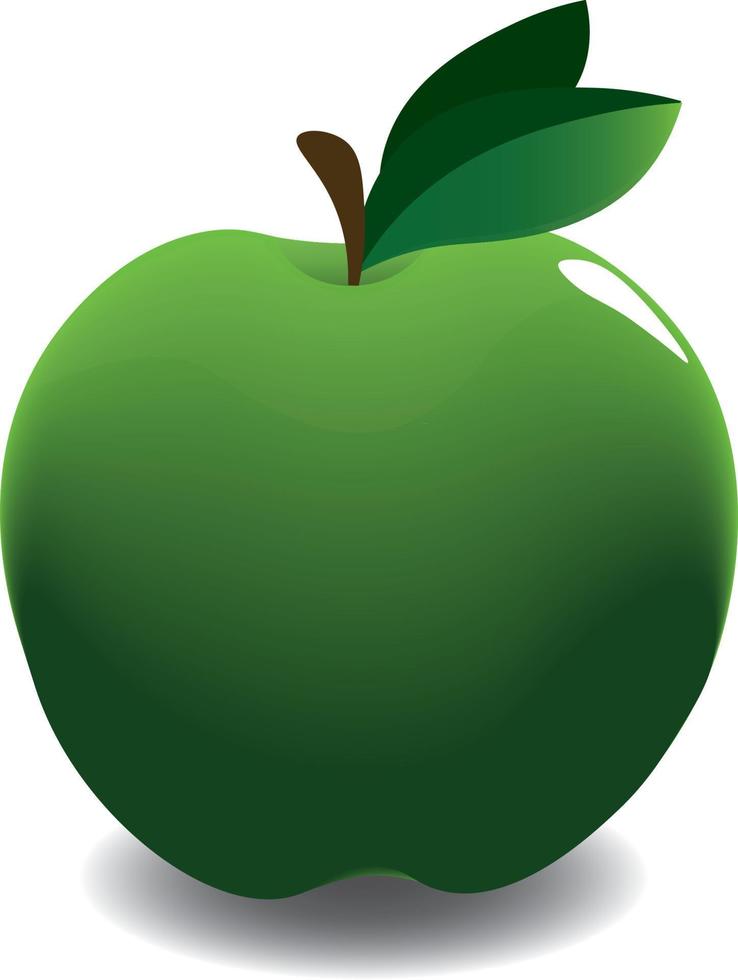 Green Apple. Flat Design Vector Illustration Of A Green Apple On a White Background. Apple icon isolated vector illustration, color drawing sign, symbol.
