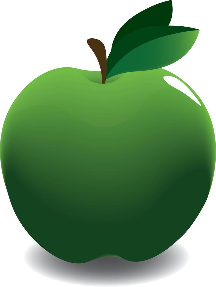 manzana verde. Ilustración de vector de diseño plano de una manzana verde sobre un fondo blanco. icono de manzana ilustración vectorial aislada, signo de dibujo de color, símbolo.