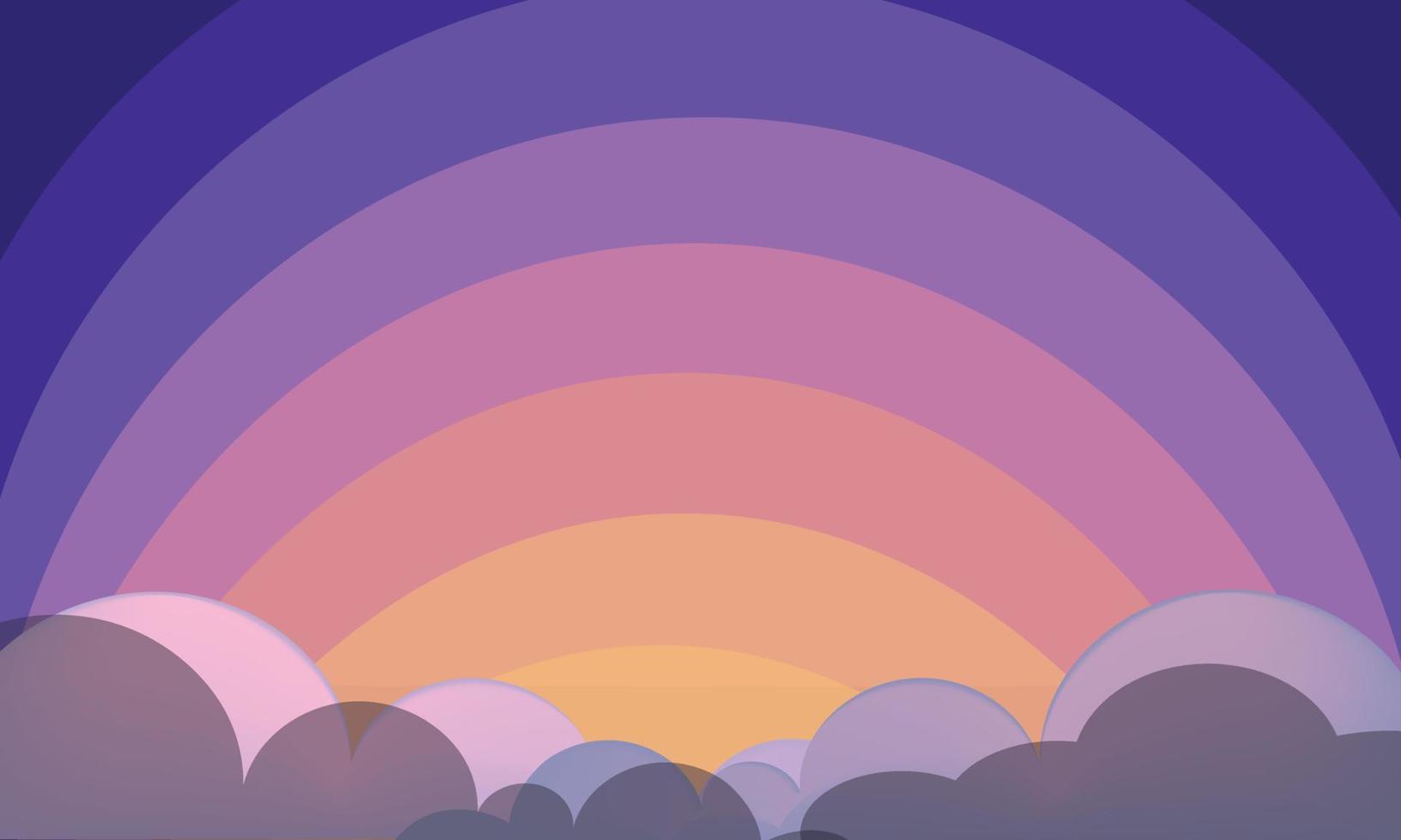 puesta de sol con fondo de vector de nubes