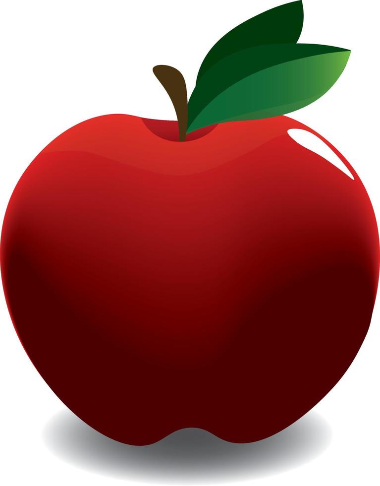 manzana roja. Ilustración de vector de diseño plano de una manzana roja sobre fondo blanco.