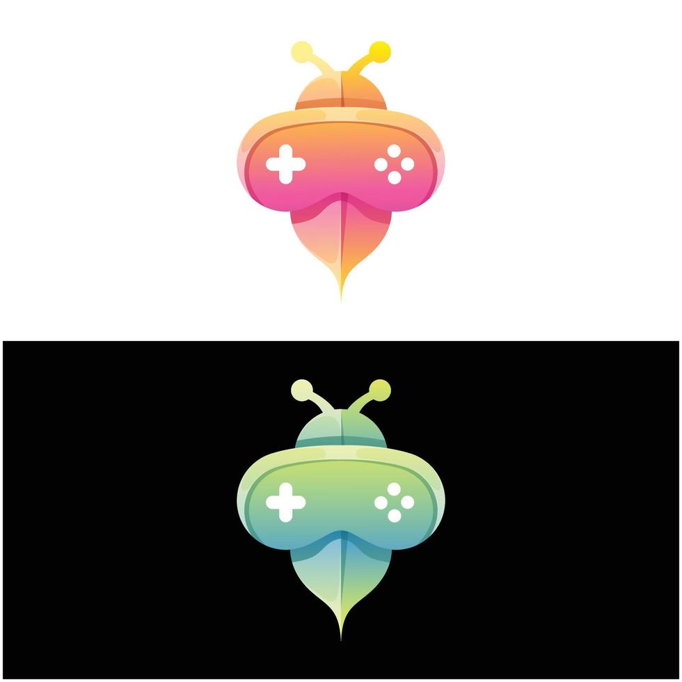 Vector logo illustration bee game gradient colorful style