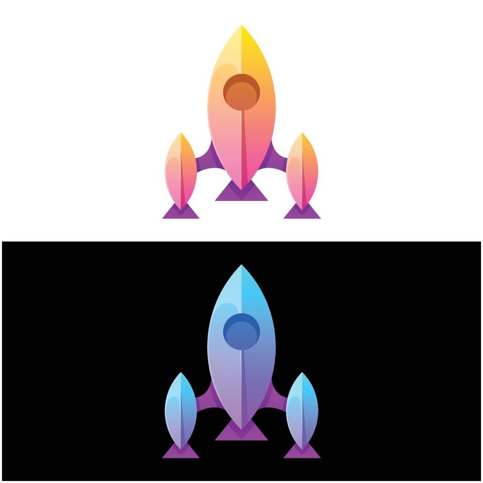 Vector logo illustration rocket  gradient colorful style