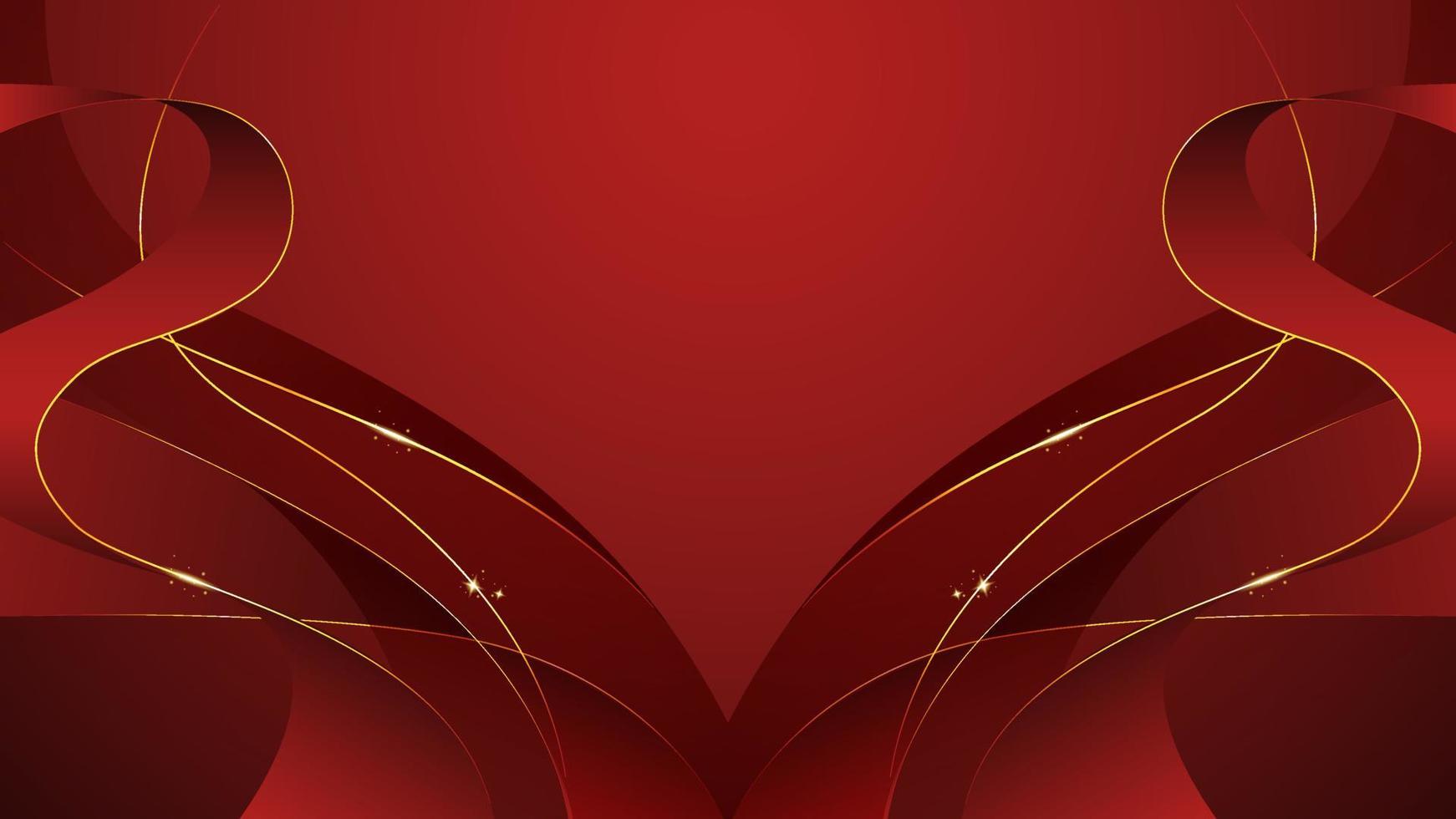 diseño de plantilla de ilustración moderna de diseño de vector de fondo rojo y dorado de lujo abstracto