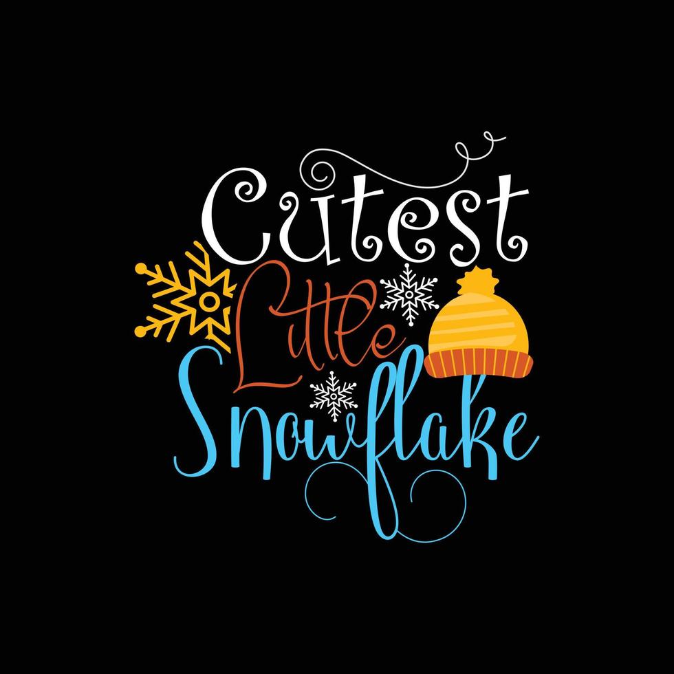 cutest little snowflake vector t-shirt template. Vector graphics, winter typography design, or t-shirts. Can be used for Print mugs, sticker designs, greeting cards, posters, bags, and t-shirts.