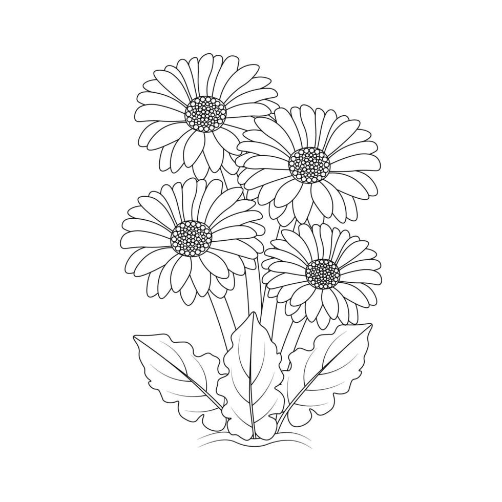 blossom daisy flower simplicity sketchy with artistic illustration on isolate background vector