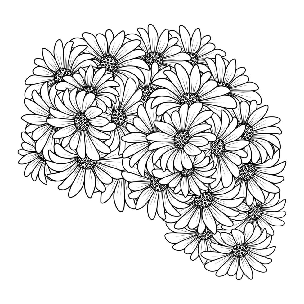 blossom daisy flower simplicity sketchy with artistic illustration on isolate background vector