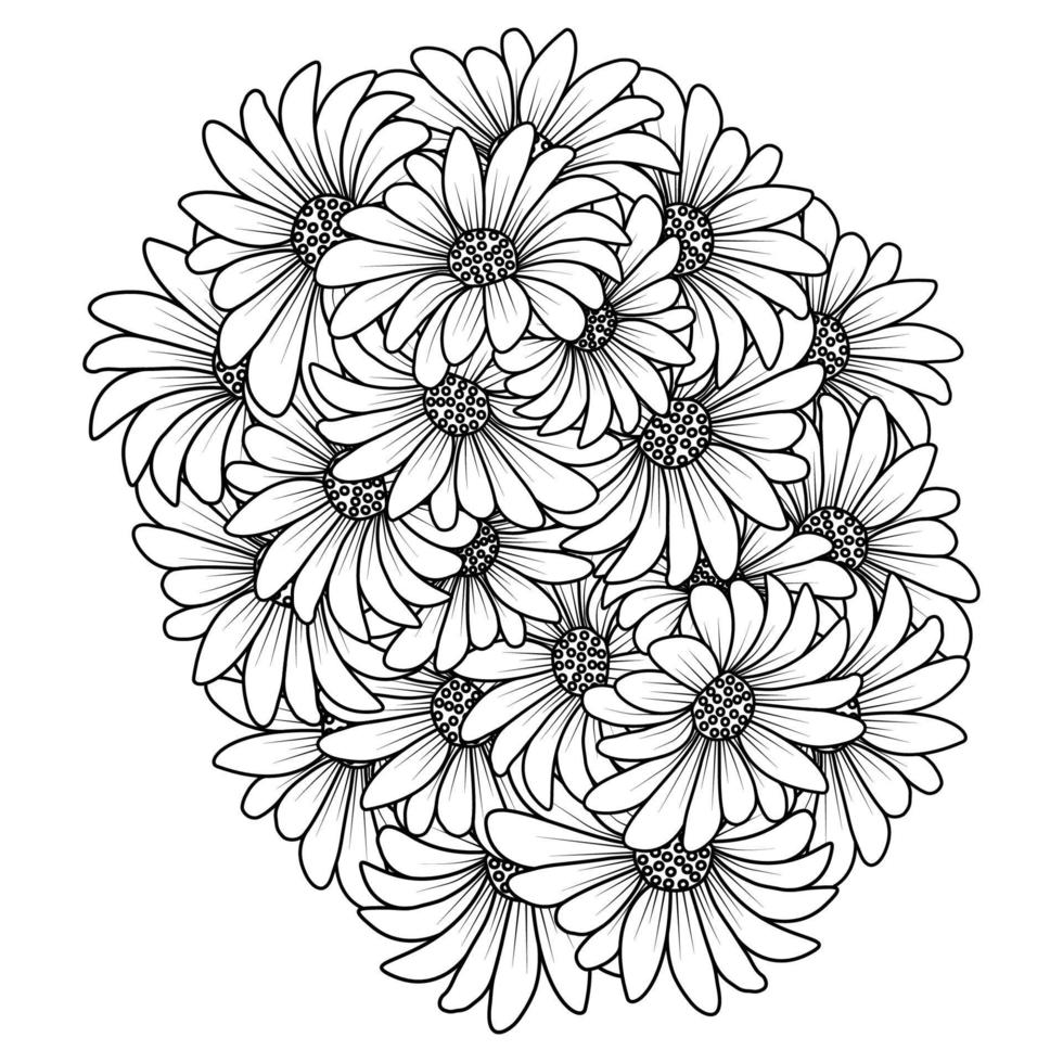 blossom daisy flower simplicity sketchy with artistic illustration on isolate background vector