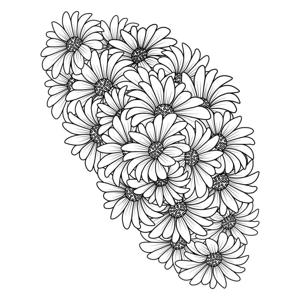 blossom daisy flower simplicity sketchy with artistic illustration on isolate background vector