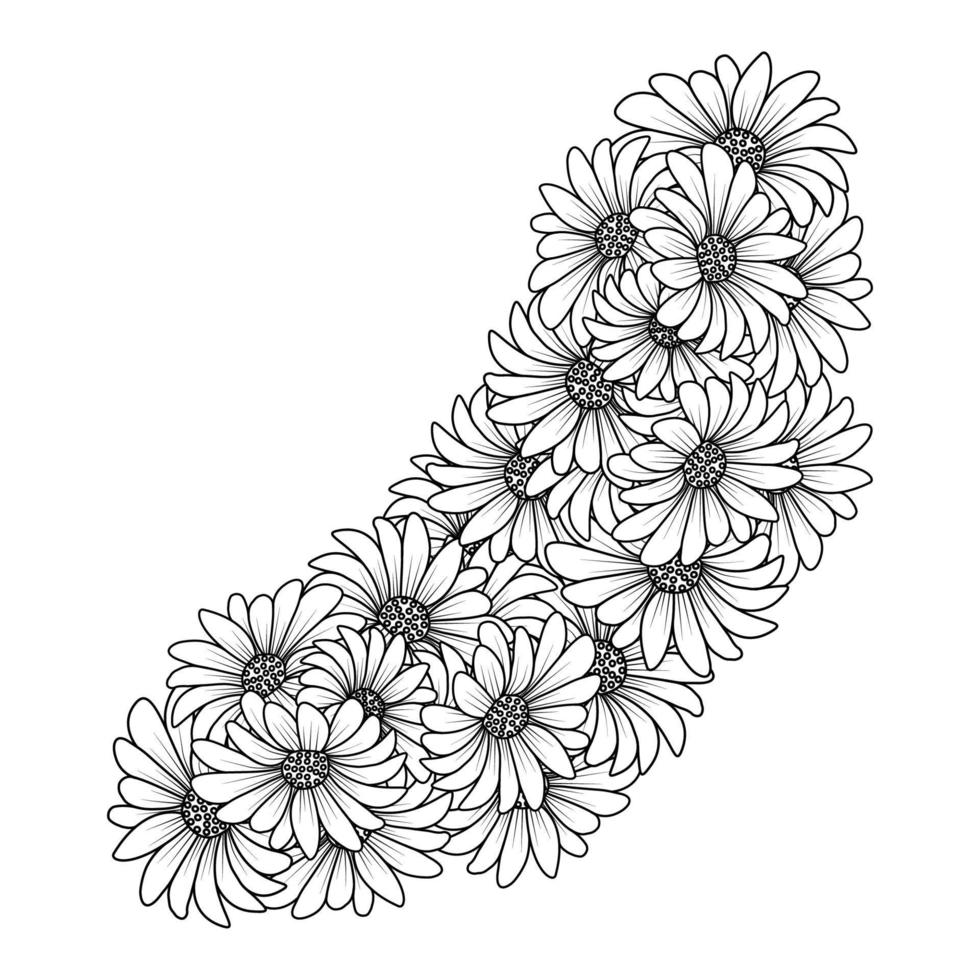 blossom daisy flower simplicity sketchy with artistic illustration on isolate background vector