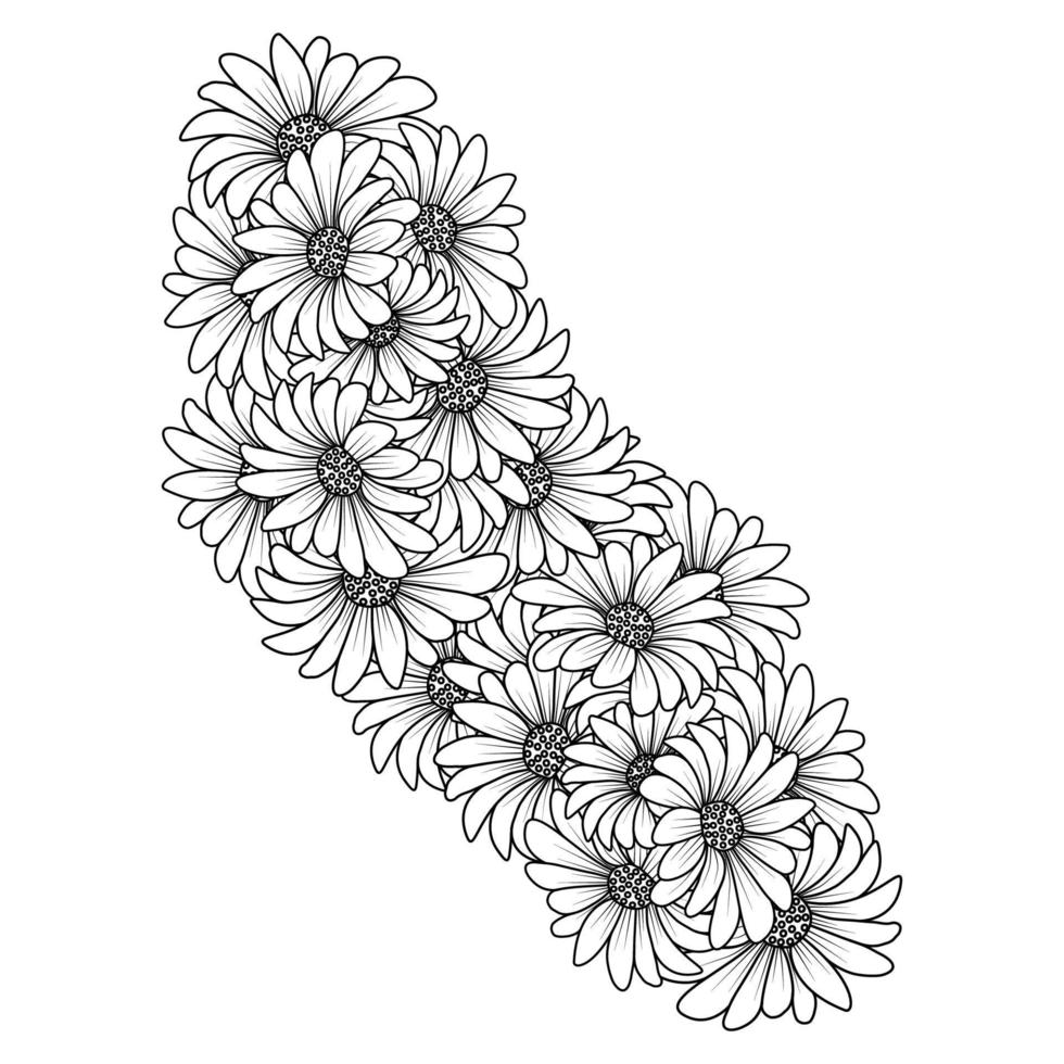 blossom daisy flower simplicity sketchy with artistic illustration on isolate background vector