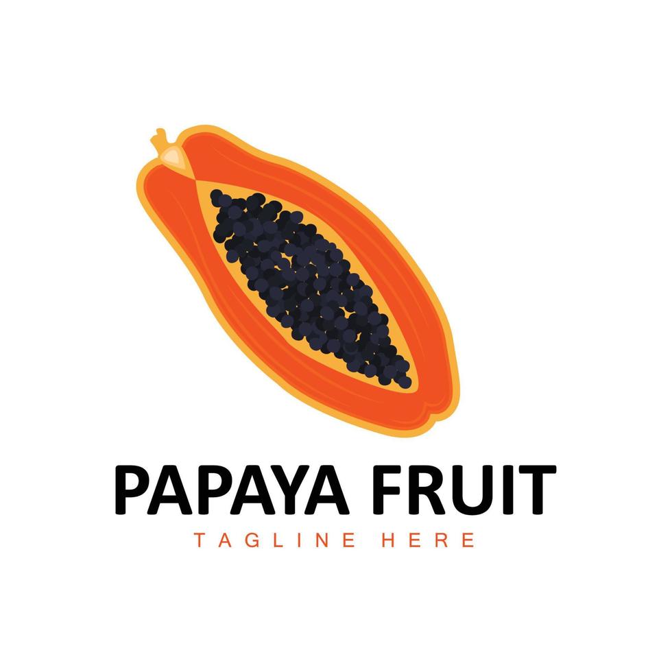 Papaya Logo Design, Vitamin Fruit Vector, Fruit Product Brand Illustration Icon vector