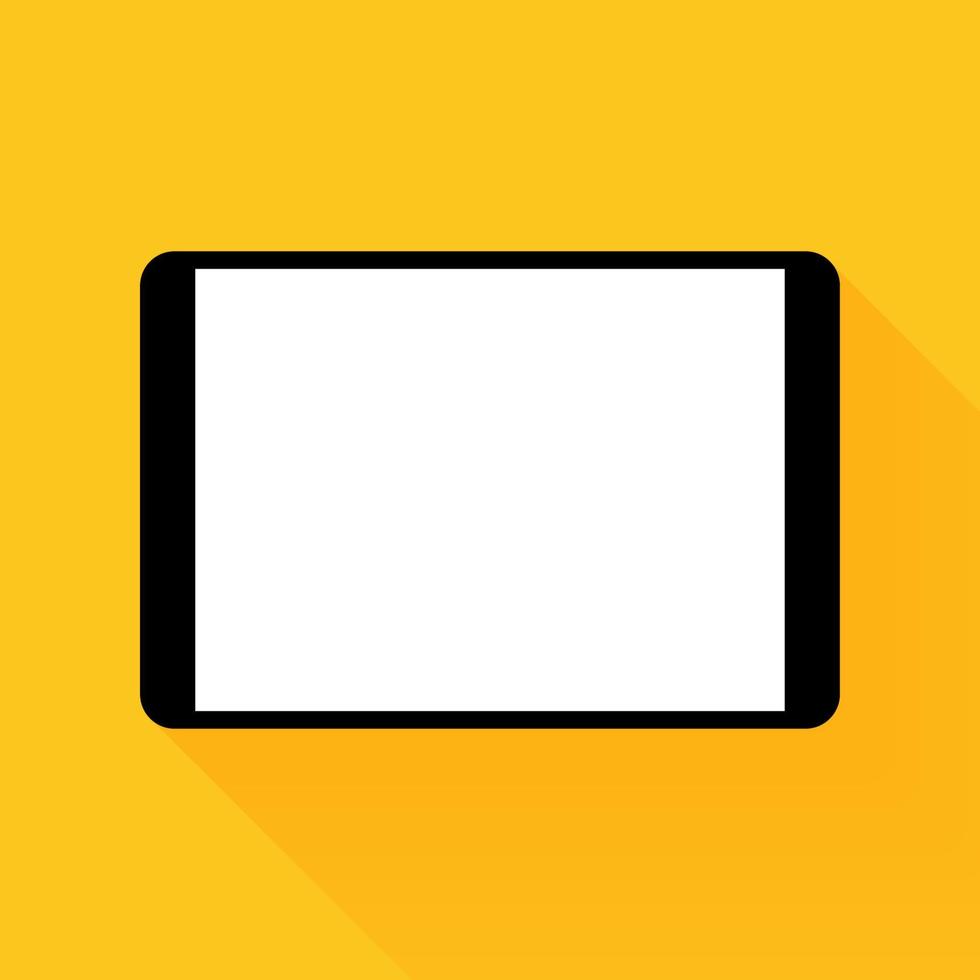 tableta negra con pantalla vacía sobre fondo amarillo, vector. vector