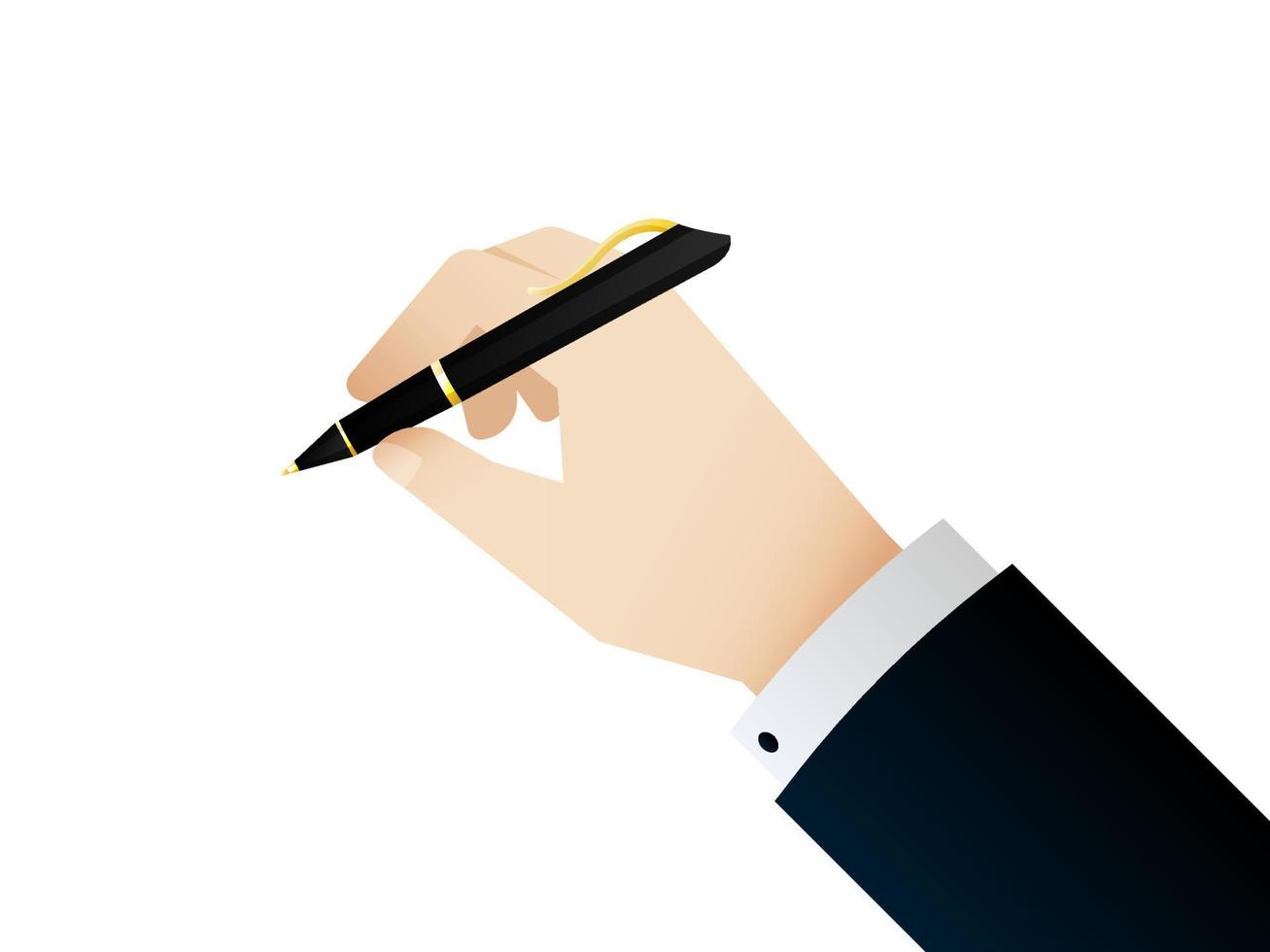 The hand of Businessman that holding a black luxury pen, Vector. vector