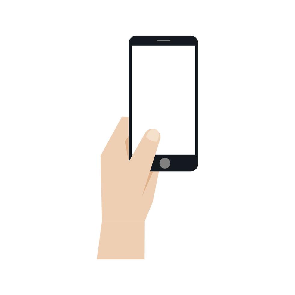 Hand holding black smartphone, Vector. vector