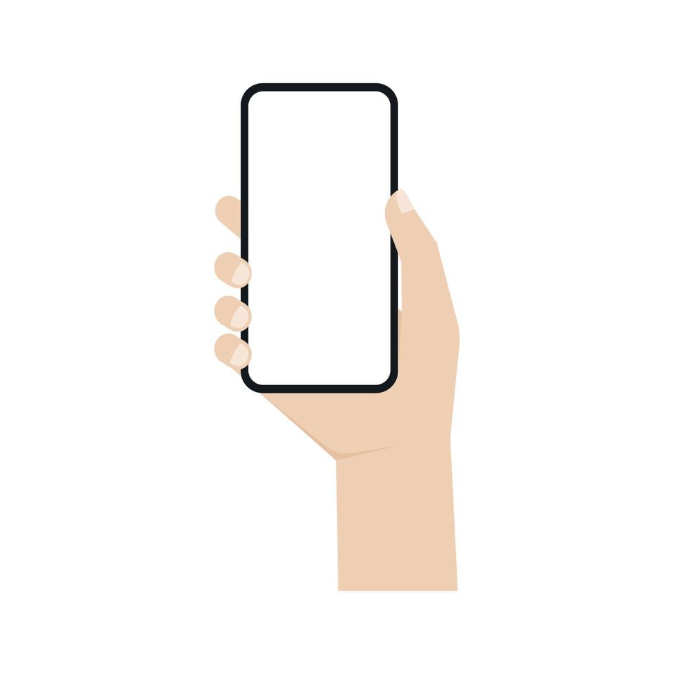 Hand holding black smartphone, Vector. vector