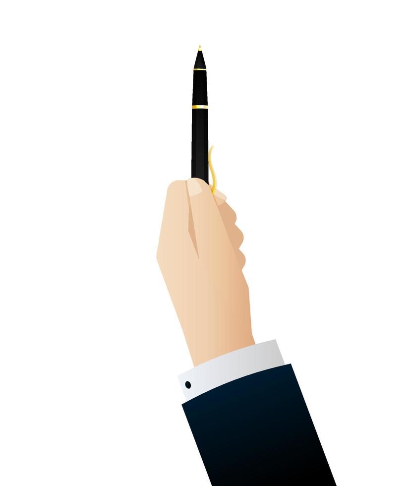 The hand of Businessman that holding a black luxury pen, Vector. vector