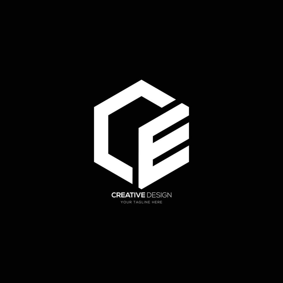 Modern letter C E hexagon shape monogram logo vector