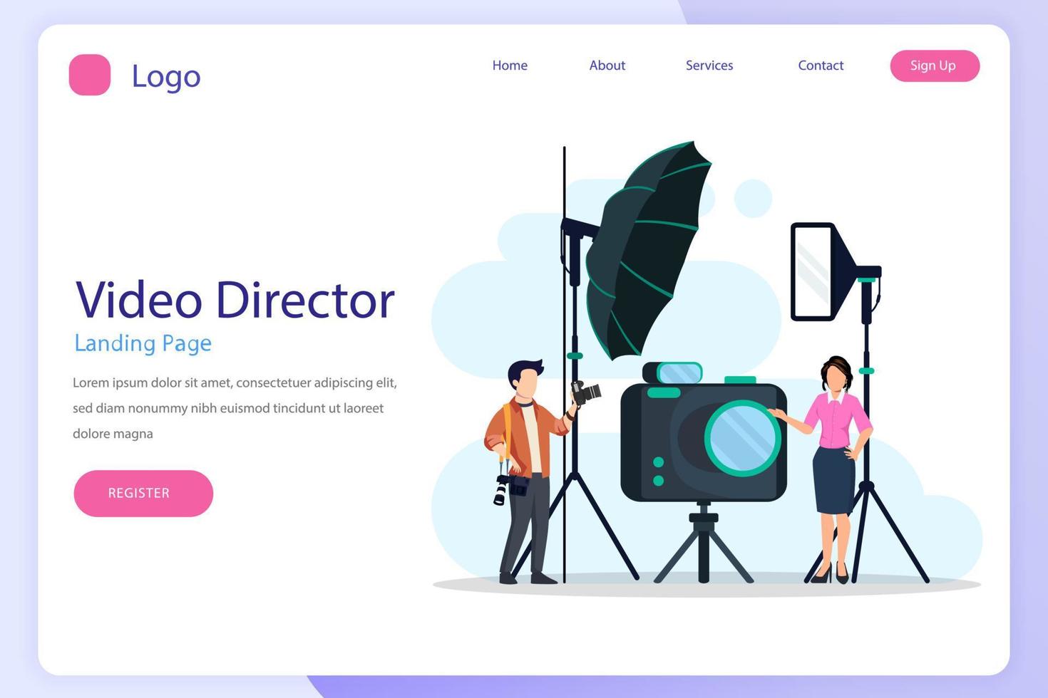 Video Director concept landing page website flat vector template