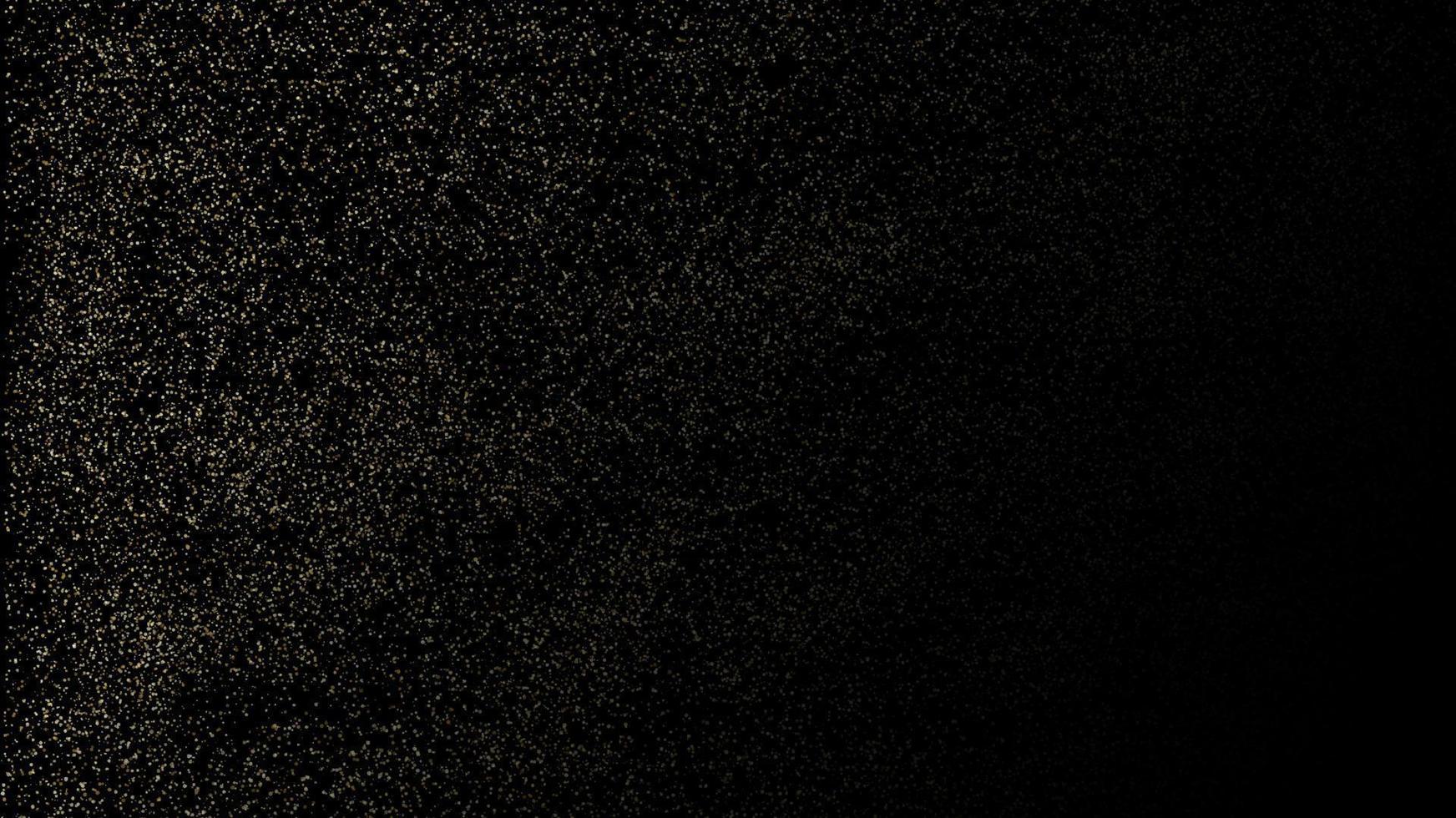 Golden magic glitter dust powder scattered particles on black background and texture luxury style vector