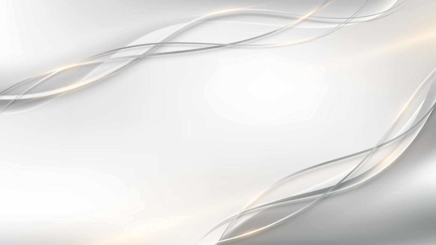 Abstract luxury concept white ribbon curved lines with lighting effect on clean background vector