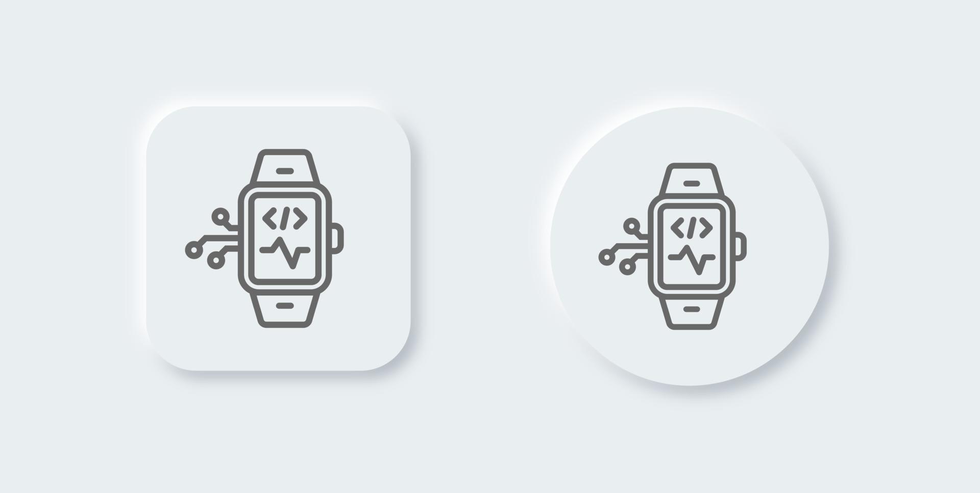 Smartwatch line icon in neomorphic design style. Smart watch signs vector illustration.