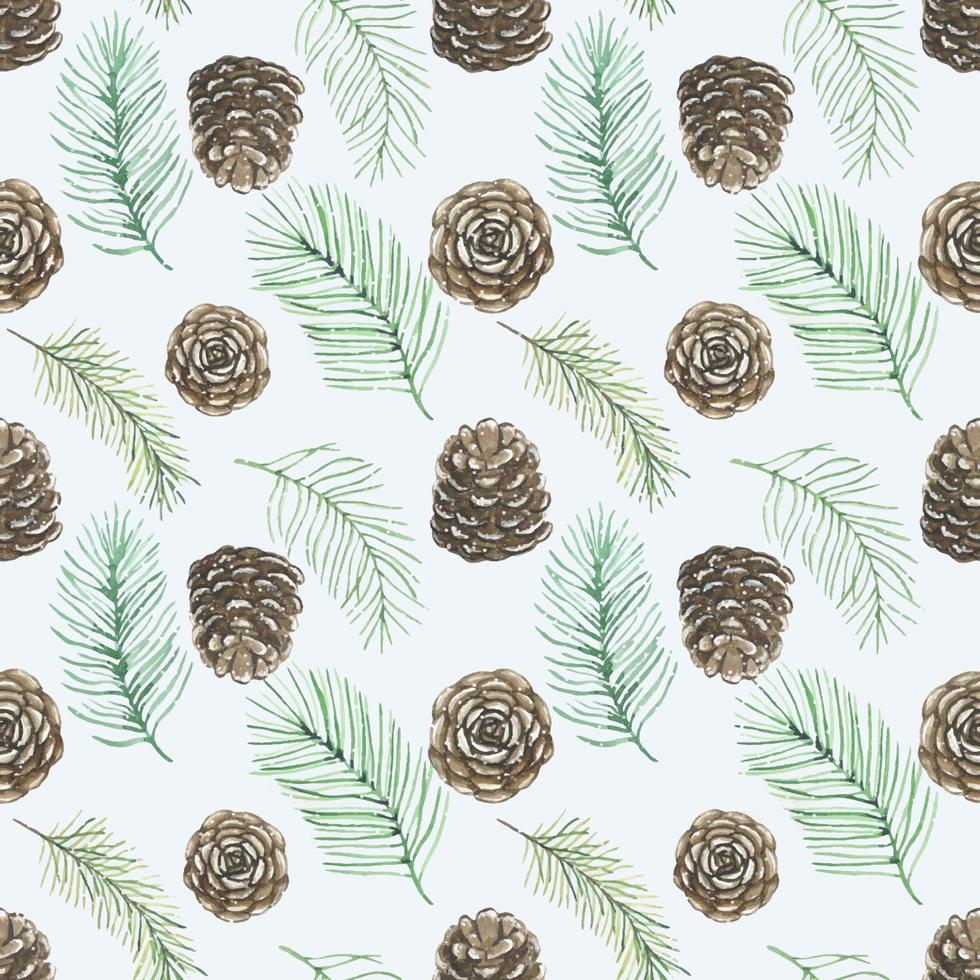 Seamless pattern with fir cones and coniferous branches vector