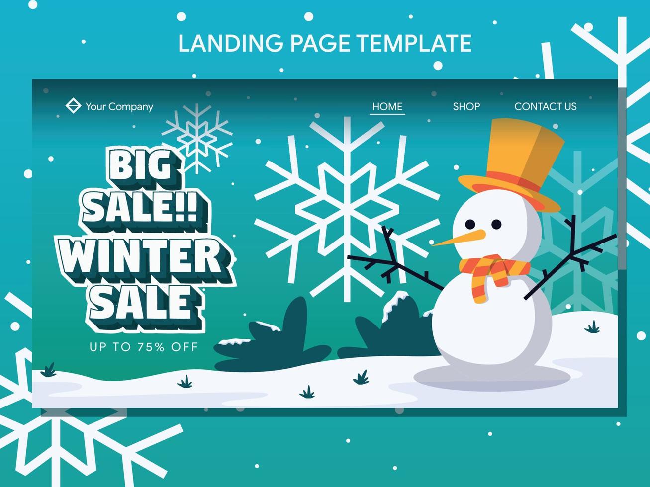 winter sale landig page and banner design template vector