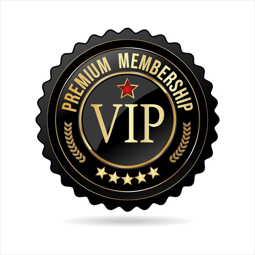 Vip premium membership golden badge on white background vector