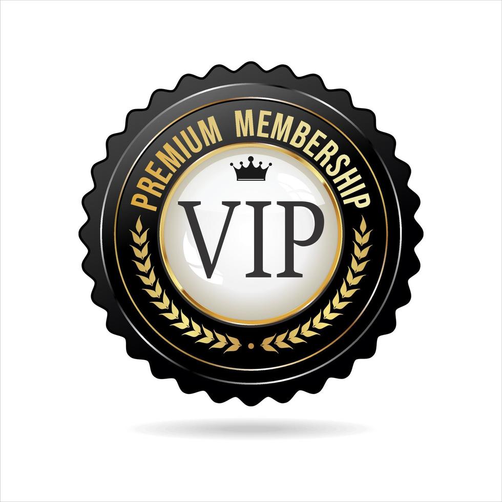 Vip premium membership golden badge on white background vector