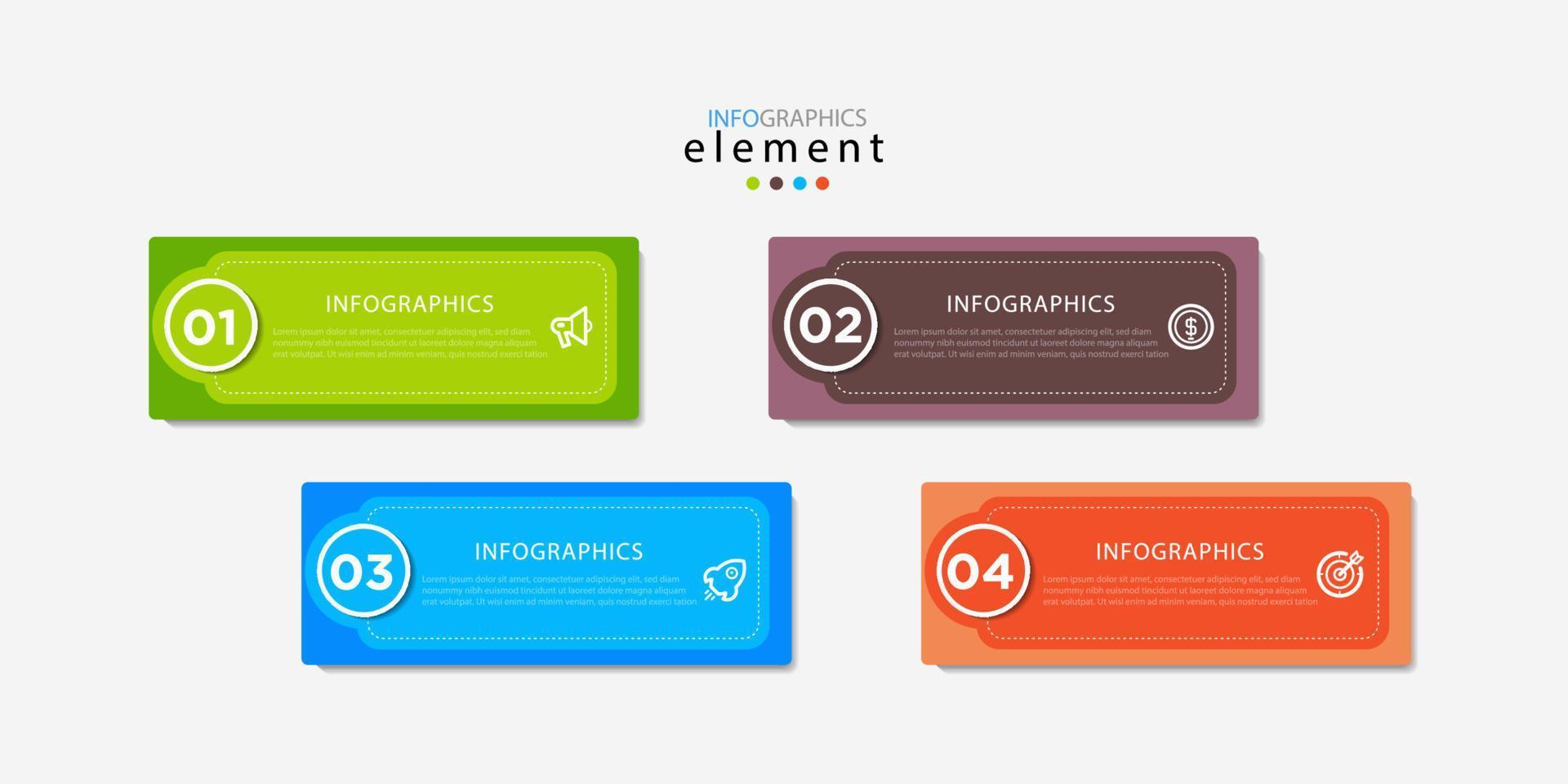 Modern business Infographic with title design template Vector with icons and 4 options or steps. Can be used for process diagram, presentations, workflow layout, banner, flow chart, info graph. Eps10