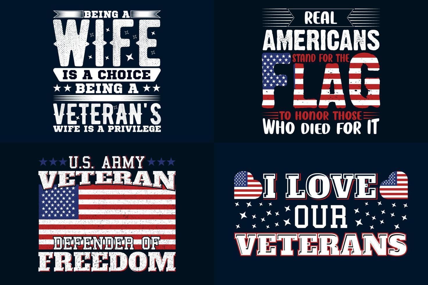 American veteran t shirt design Bundle Set, military army T-shirt Design set vector