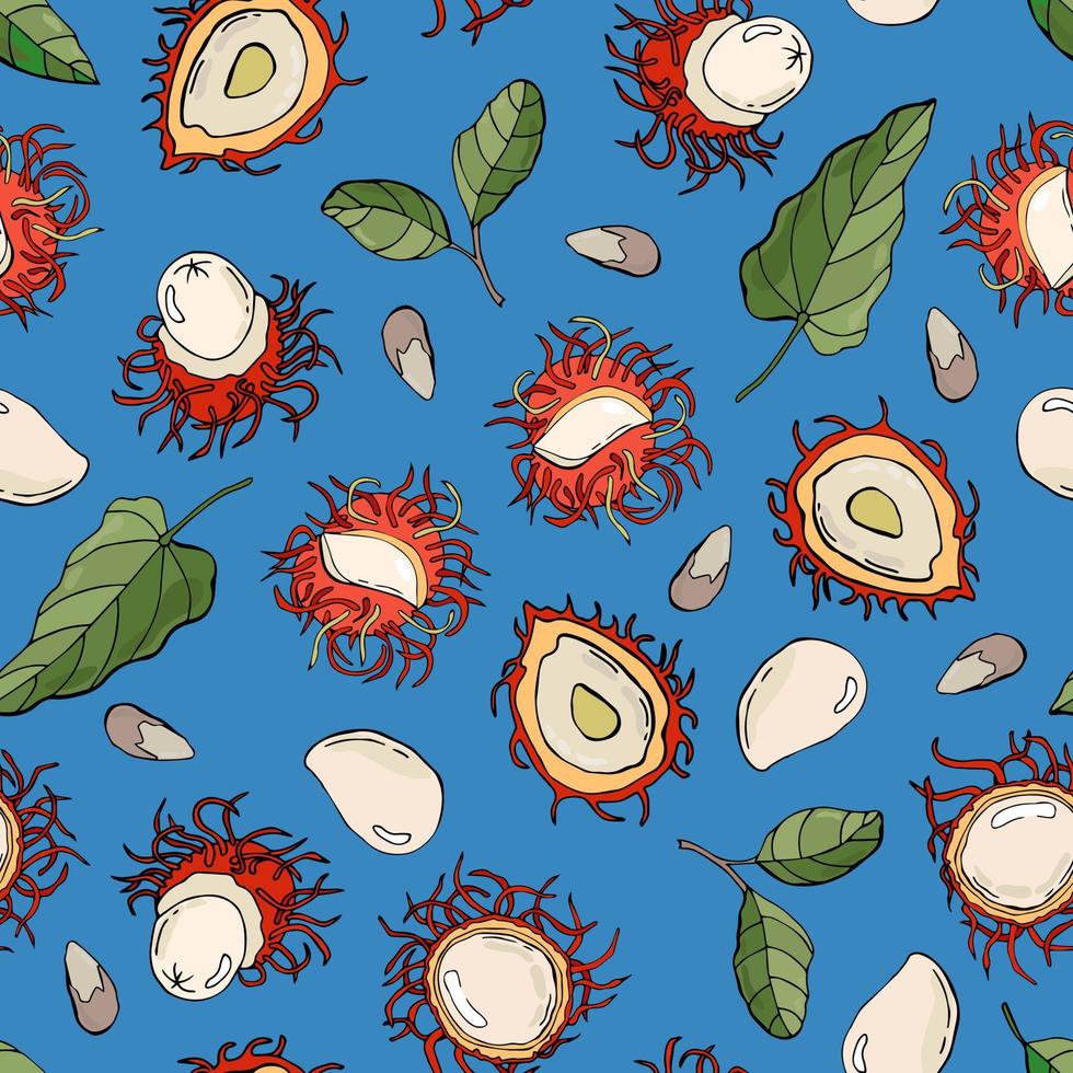 Seamless pattern with rambutans. Design for fabric, textile, wallpaper, packaging. vector