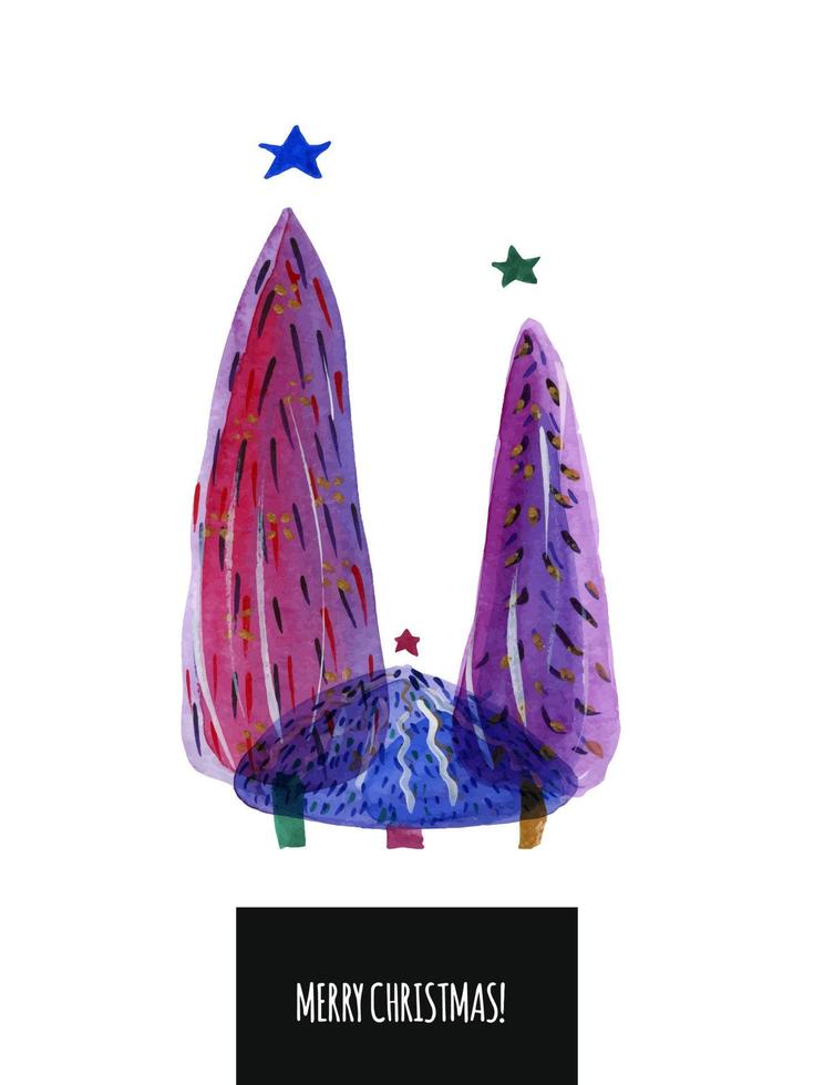 Christmas Tree violet greeting card vector
