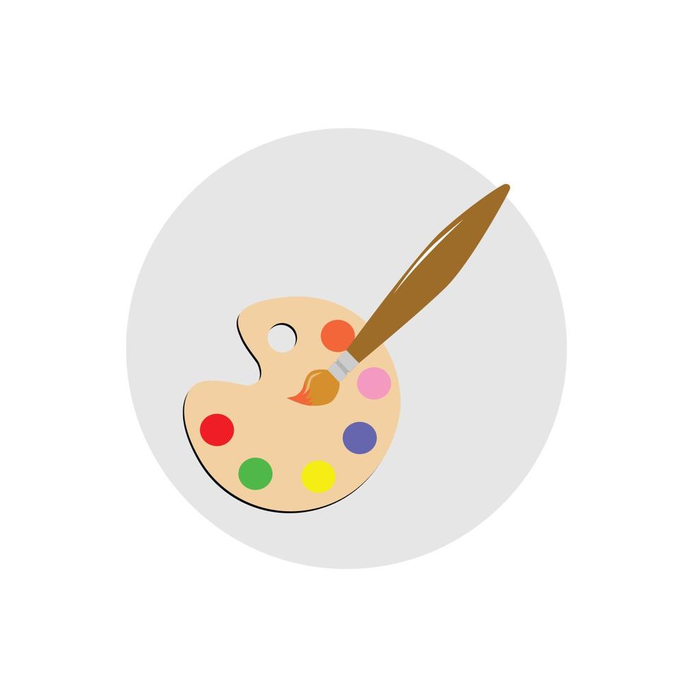 Paint brush with palette vector icon in flat style