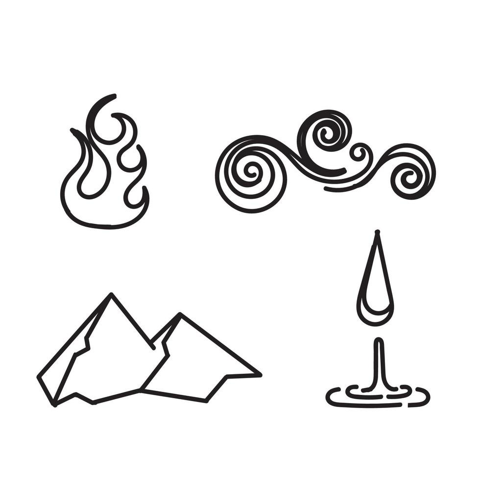hand drawn doodle four element illustration icon isolated vector