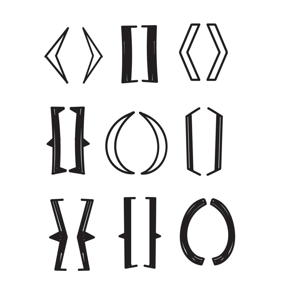 hand drawn doodle text bracket illustration icon vector