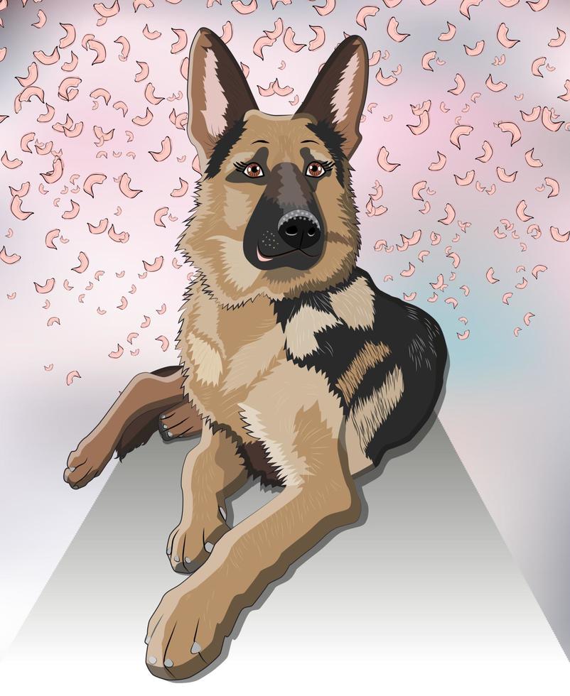 dog German shepherd breed sitting and smile vector