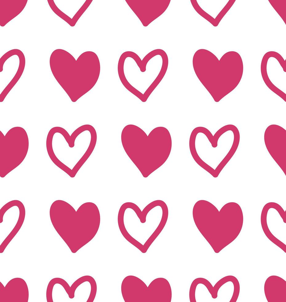 Seamless pattern with red hearts and the inscription love you. Decorative elements backdrop vector