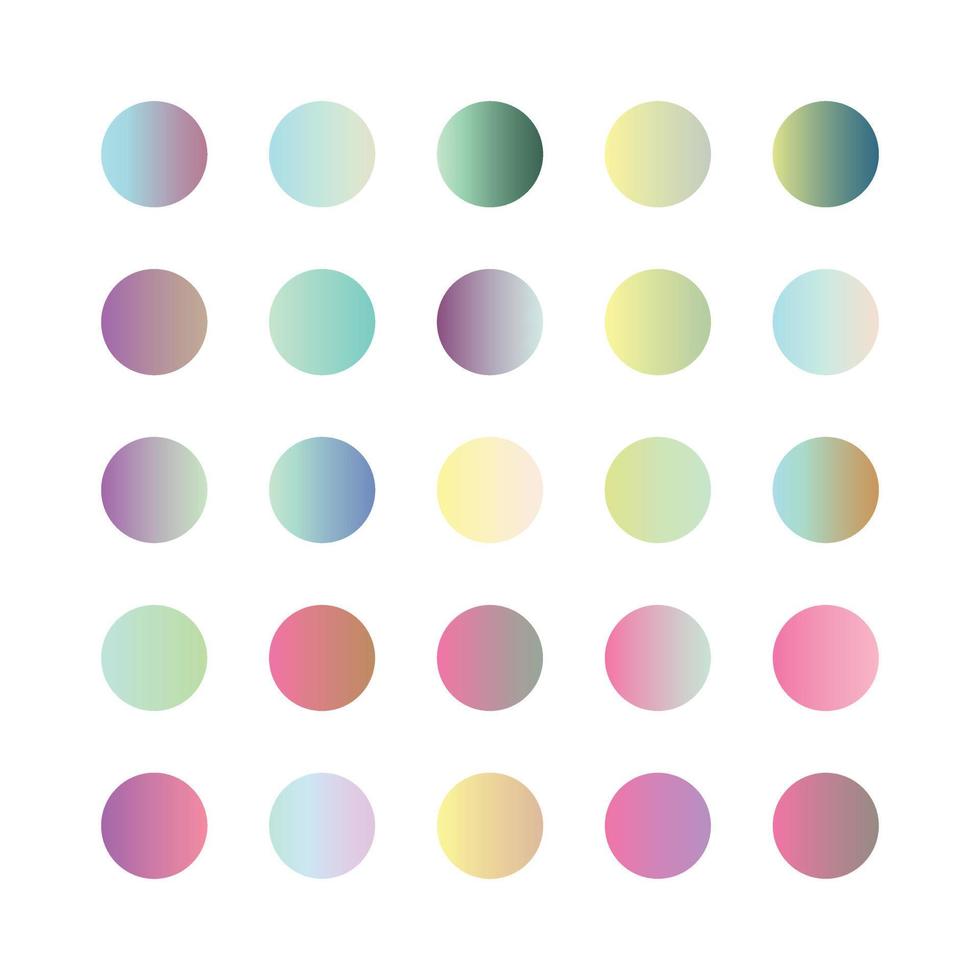 colección de círculos de paquete de color degradado lineal pastel para aplicaciones, ui, ux, diseño web, banner, etc. conjunto de degradado pastel vector