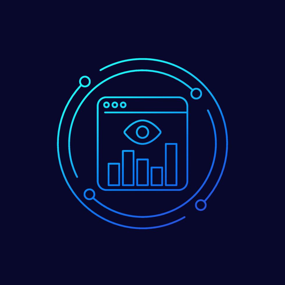 Views analytics line icon, website and graph vector