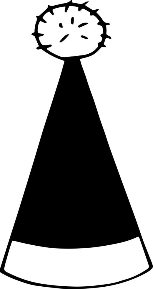 party hat with stripes. hand drawn doodle style. , minimalism, monochrome festive funny vector