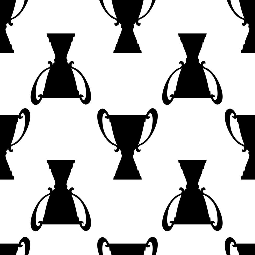 ganador trofeo copa de patrones sin fisuras. textura de silueta simple negra. premio del campeonato para el primer lugar. ilustración vectorial vector