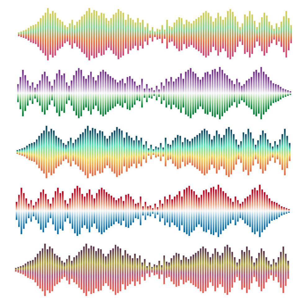 Sound waves vector set. Audio equalizer. Sound and audio waves isolated on white background.