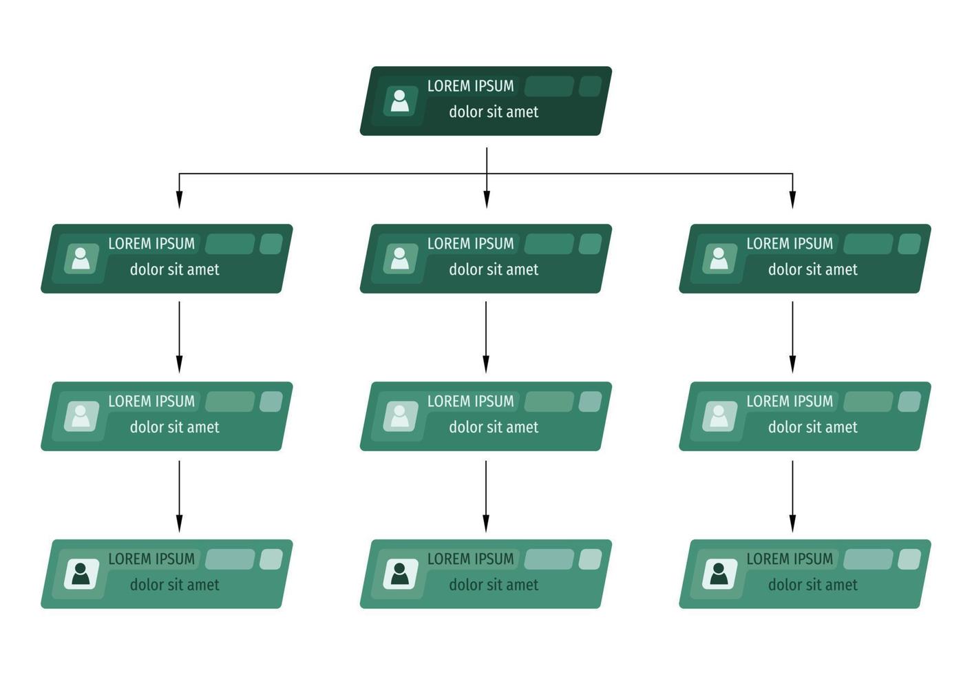 Green business structure concept, corporate organization chart scheme with people icons. Vector illustration.