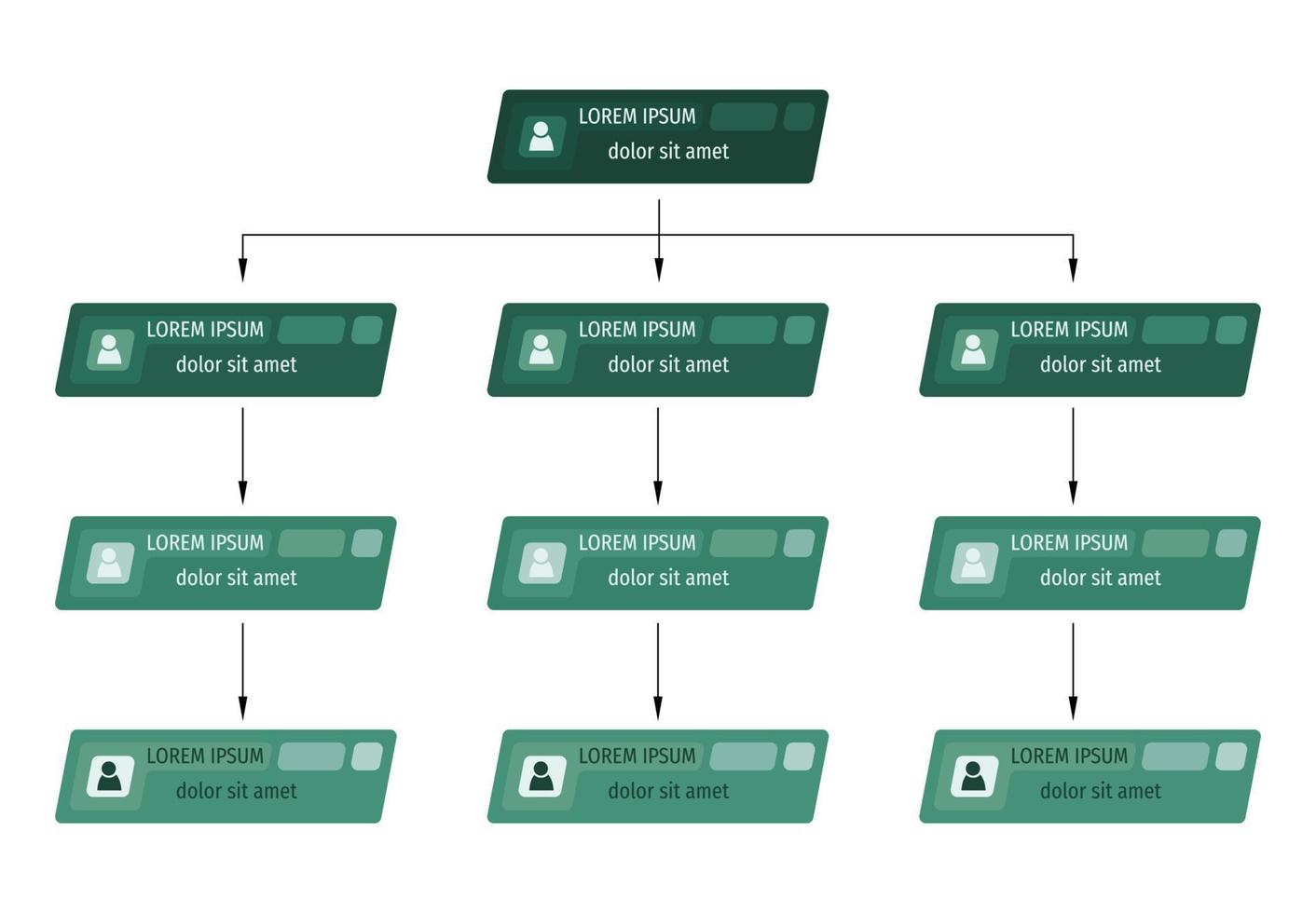 concepto de estructura empresarial verde, esquema de organigrama corporativo con iconos de personas. ilustración vectorial vector