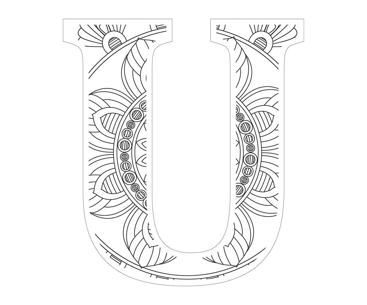 Alphabet Colouring page with Floral stylel, ABC Colouring Page-Download for free vector