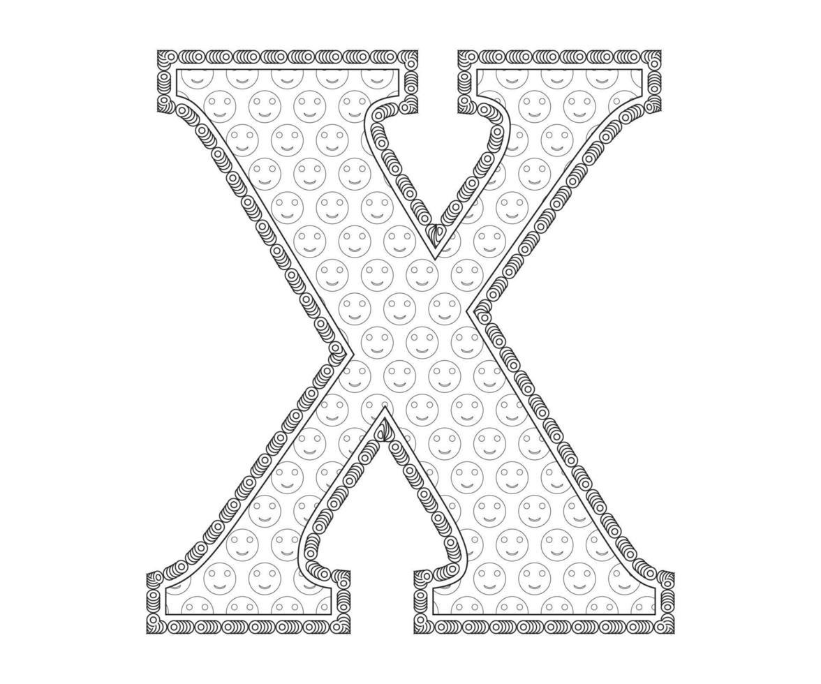Alphabet Colouring page with Floral stylel, ABC Colouring Page-Download for free vector